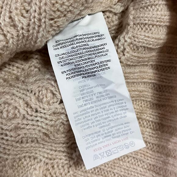 NWT Muji Cable Knit Sweater Mockneck Ribbed Wool Pullover Oatmeal Size XS - Picture 5 of 5